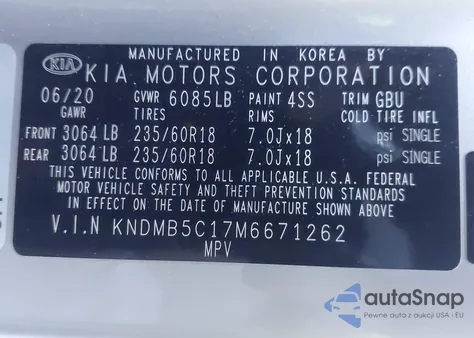2021 Kia Sedona Ex из США, поврежденный, VIN KNDMB5C17M6671262